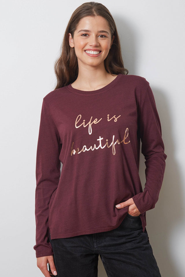 The Suzanne - Life Is Beautiful - Rose Gold Foil in Cranberry