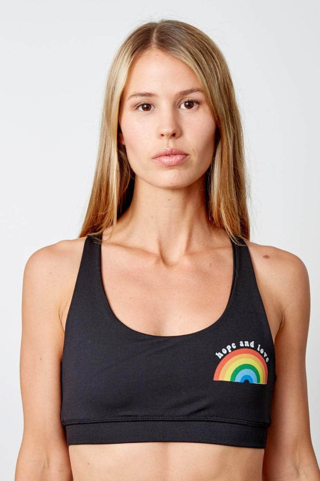 The Halle Sports Bra - Hope and Love - Black Sand