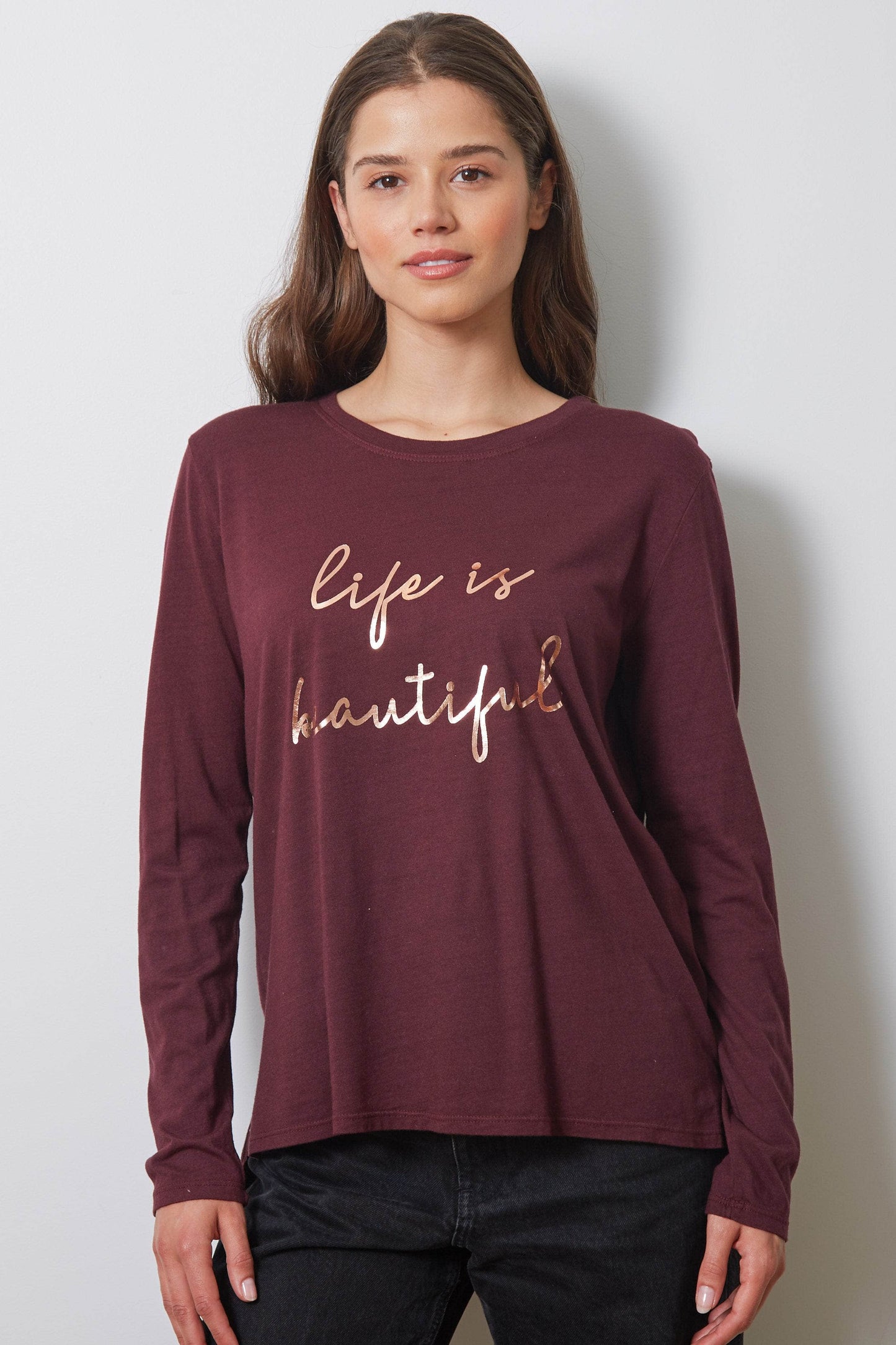 The Suzanne - Life Is Beautiful - Rose Gold Foil in Cranberry