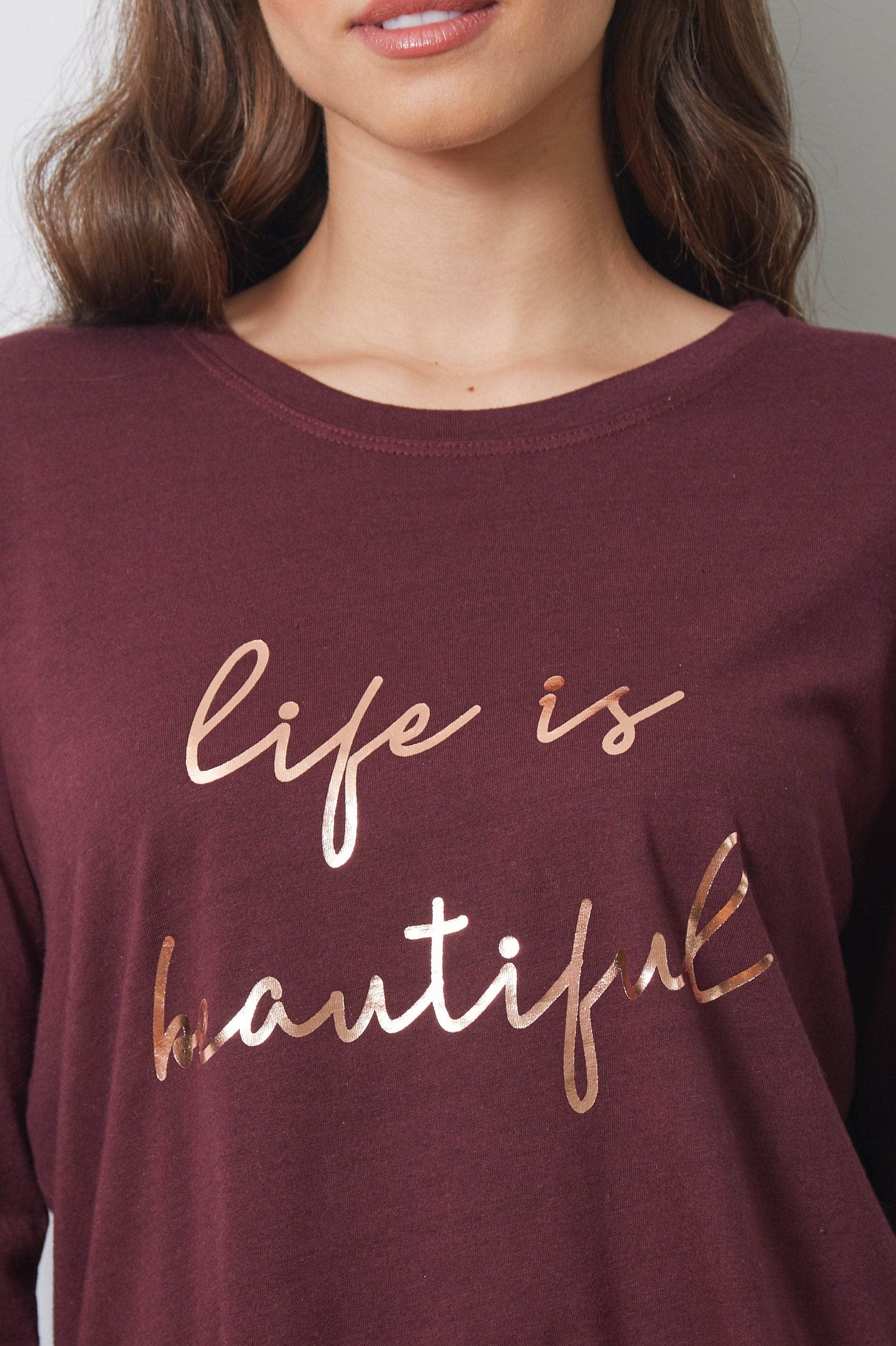 The Suzanne - Life Is Beautiful - Rose Gold Foil in Cranberry