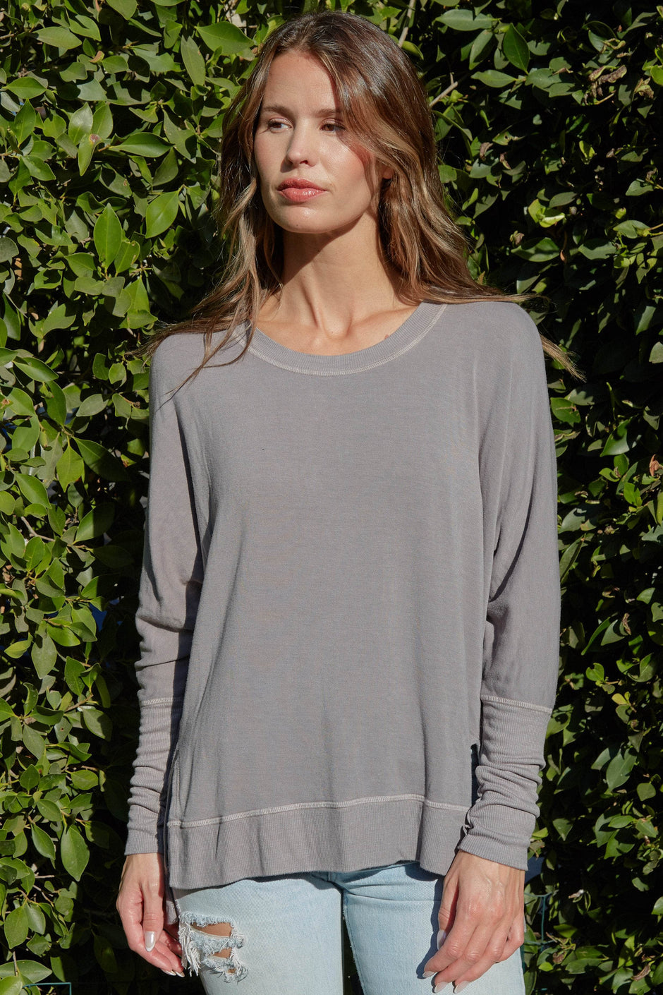 Good hYOUman The Emerson Butterfly Outline Long Sleeve - Ash Rose Tie-Dye