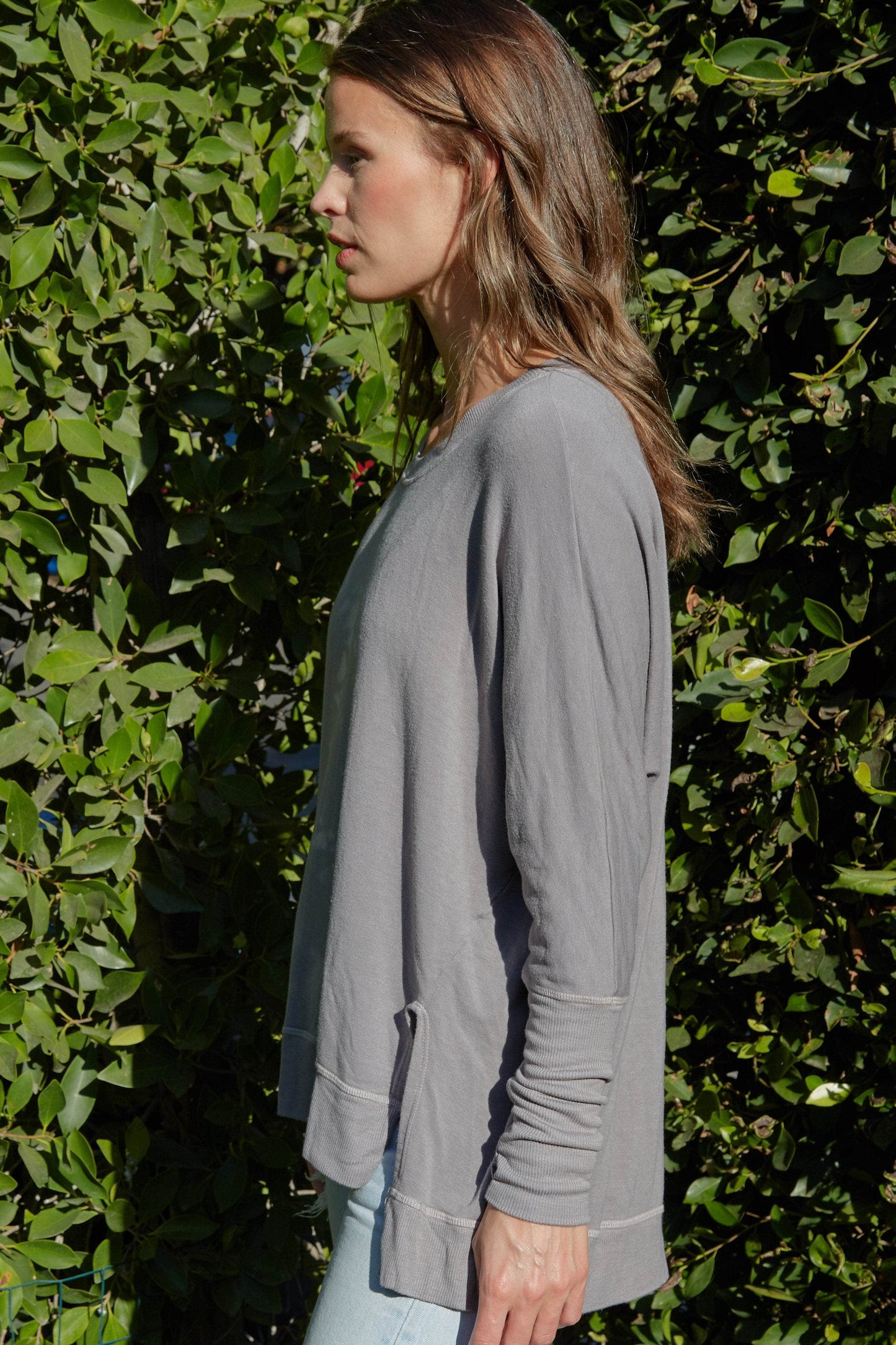 The Carrie Swoop Neck- Relaxed Sweater - Slate