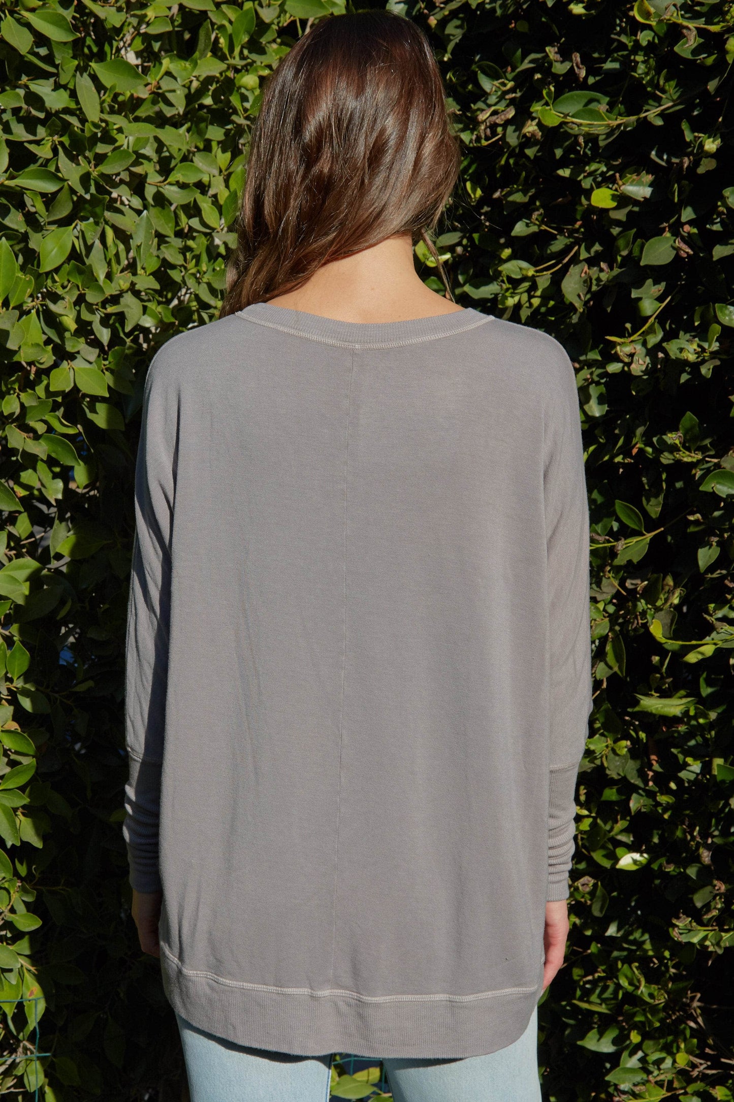 The Carrie Swoop Neck- Relaxed Sweater - Slate