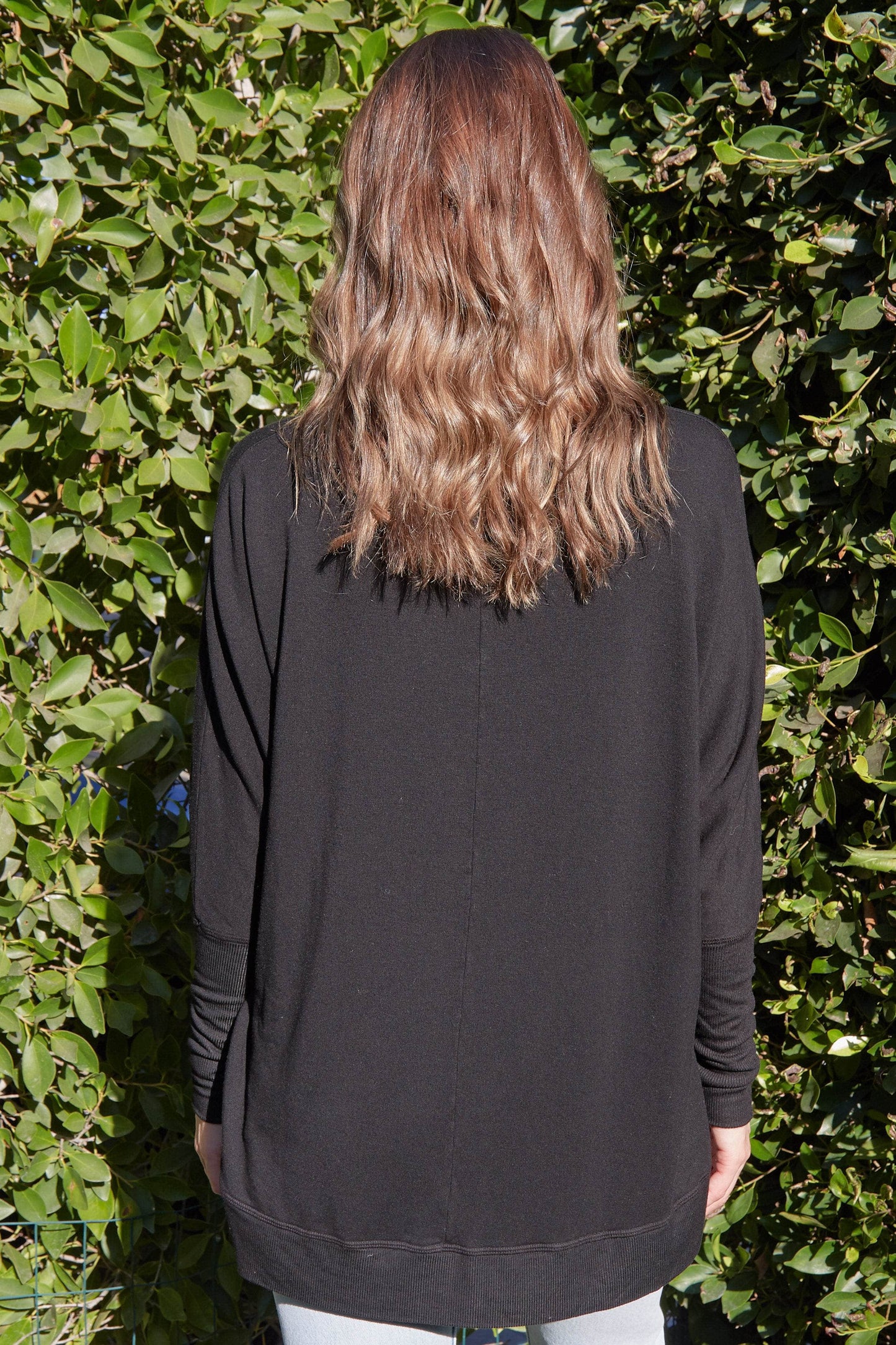 The Carrie Swoop Neck- Relaxed Sweater - Black Sand