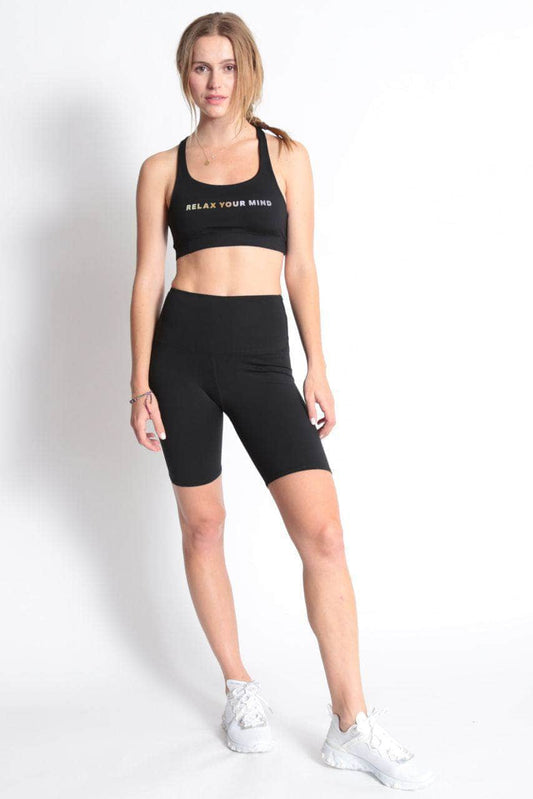 The Kaleb Bike Short - Breathe Believe Release Receive - Black Sand