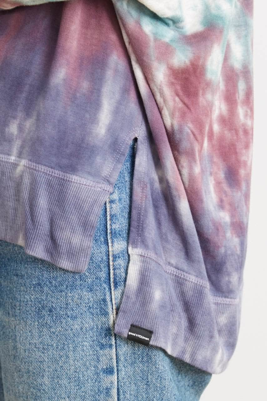 The Carrie - Relaxed V-Neck Sweater - Plum Bamboo Tie Dye