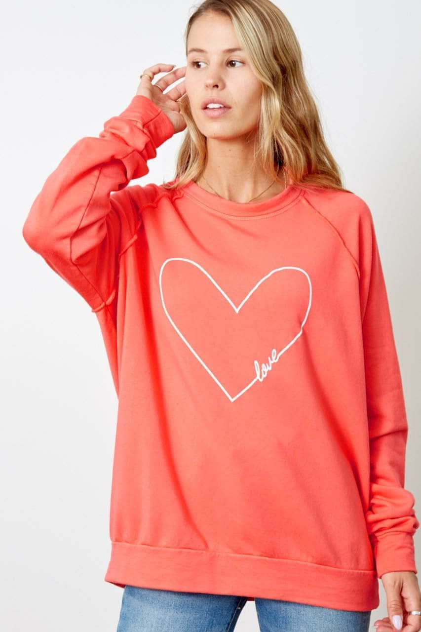 coral relaxed fit crew neck sweatshirt