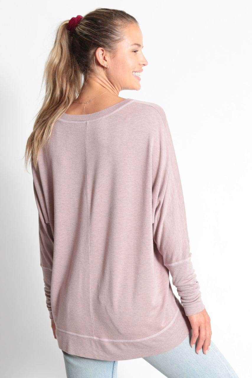 The Carrie - Relaxed V-Neck Sweater - Shadow Vintage